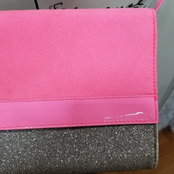 H&M Crossbody Clutch Purse Color Pink And Silver Glitters...!! - Picture 3 of 13